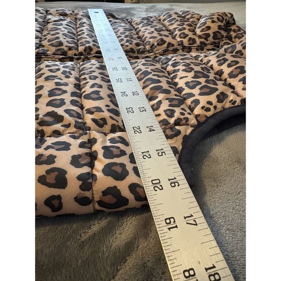 Gap Kids Girls Leopard Print Lightweight Puffer Vest M Brown Primaloft Outerwear - Picture 7 of 8